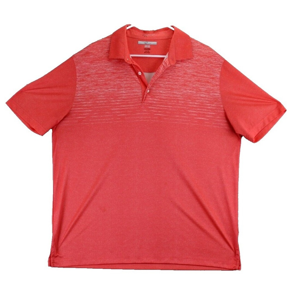 GREG NORMAN ML75 Mens XL Coral Golf Polo Shirt Play Dry Heathered Short Sleeve